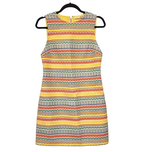 Alice + Olivia Coley Multicolor Embroidered Dress Size 4 Geometric A-Line - Picture 1 of 7